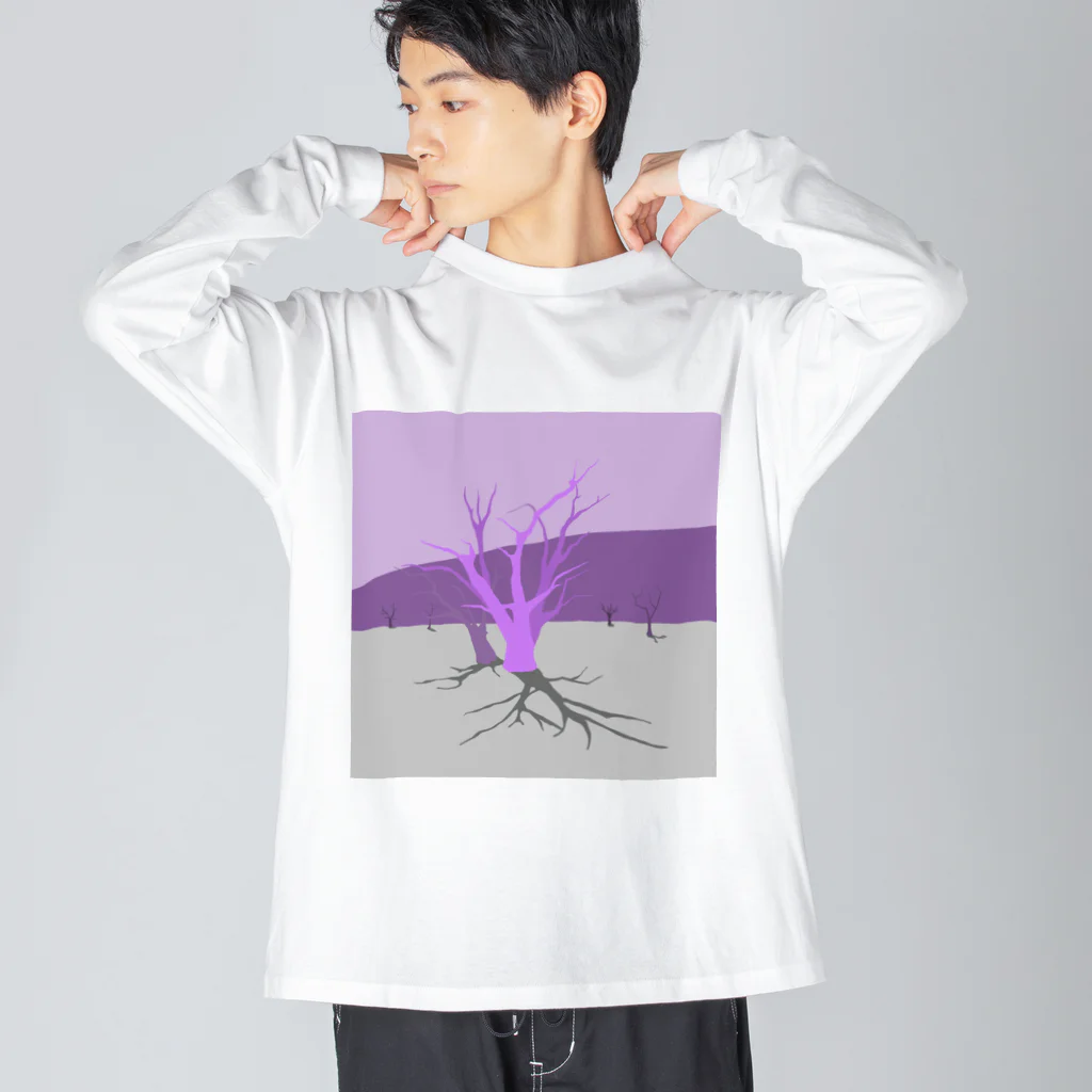 Niebuhrのdead vlei purple ビッグシルエットロングスリーブTシャツ