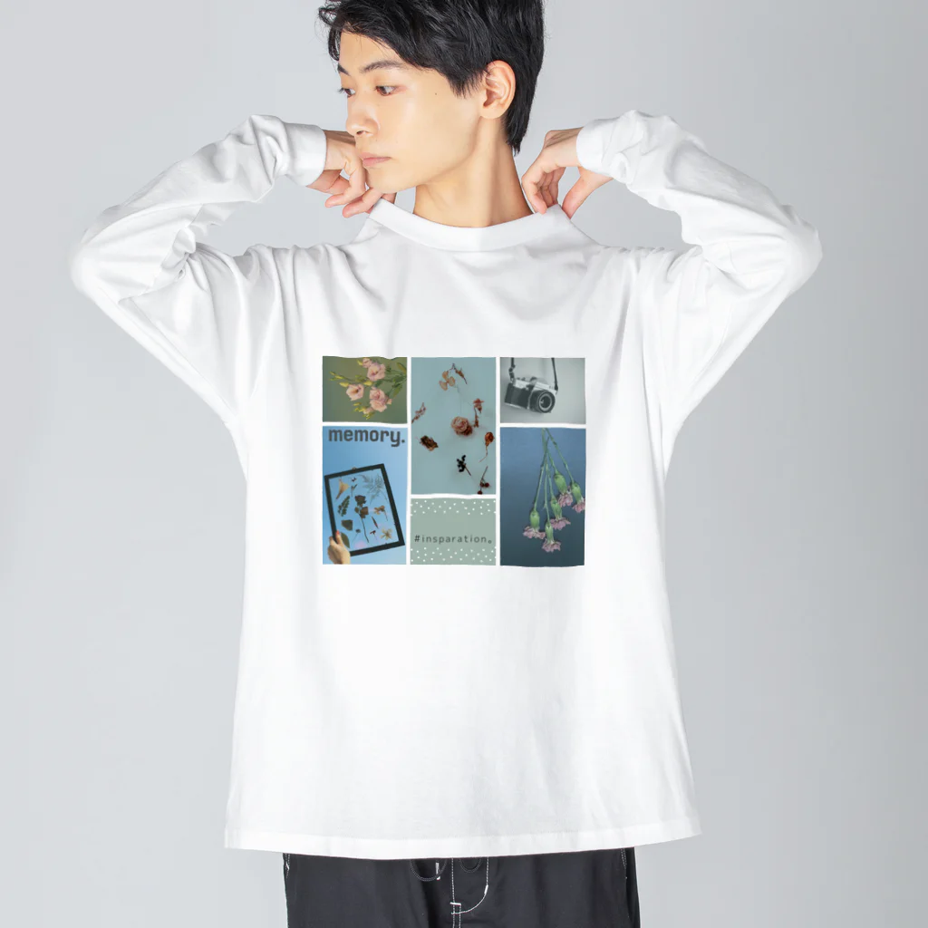 insparation｡   --- ｲﾝｽﾋﾟﾚｰｼｮﾝ｡のmemory｡ｾﾝﾁﾒﾝﾀﾙ･ﾌﾞﾙｰ ビッグシルエットロングスリーブTシャツ