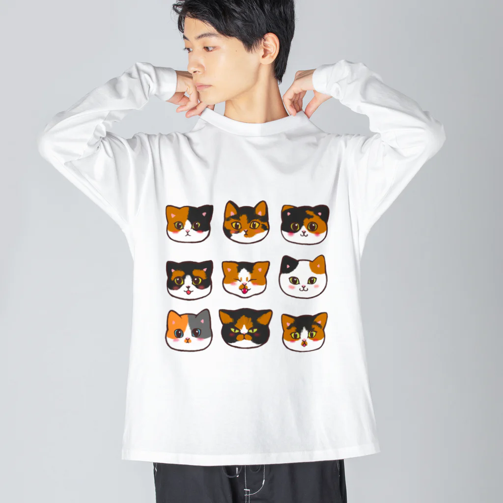 ふわにゃんshopのうちのミケちゃん Big Long Sleeve T-Shirt