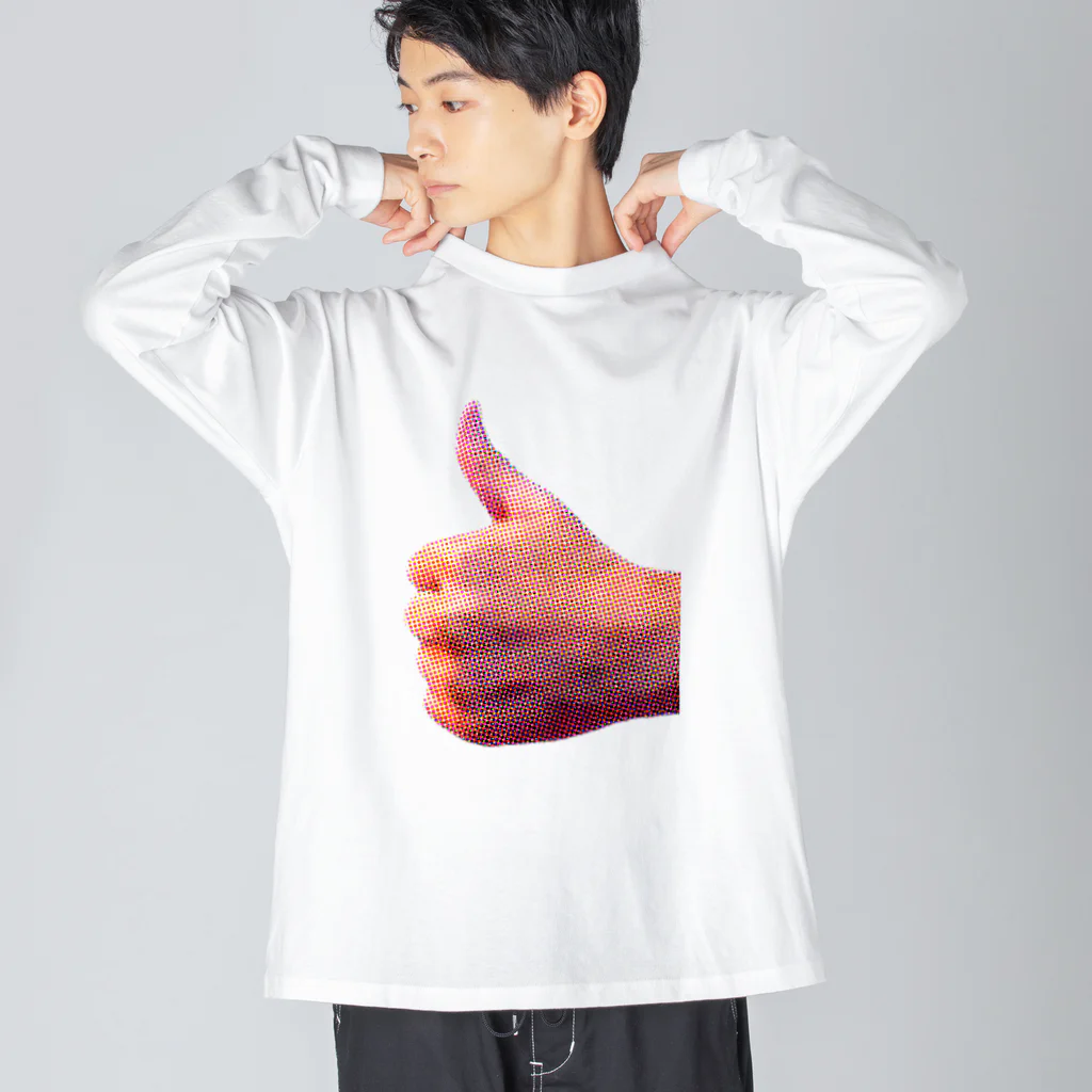 kimchinの力強いグッドサイン ビッグシルエットロングスリーブTシャツ