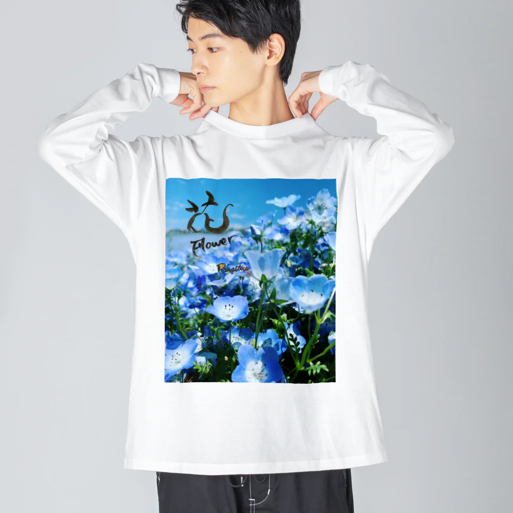 Rangetuのネモフィラと花 ビッグシルエットロングスリーブTシャツ