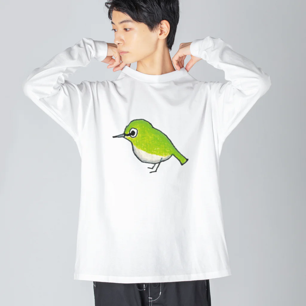 森図鑑の[森図鑑] ぽつんとメジロ Big Long Sleeve T-Shirt