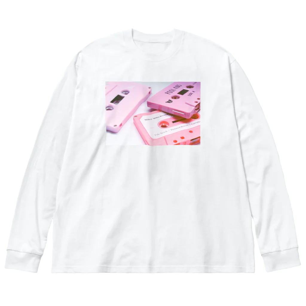 柠檬電影倶楽部のカセットテープ　pink フォトTシャツ ビッグシルエットロングスリーブTシャツ