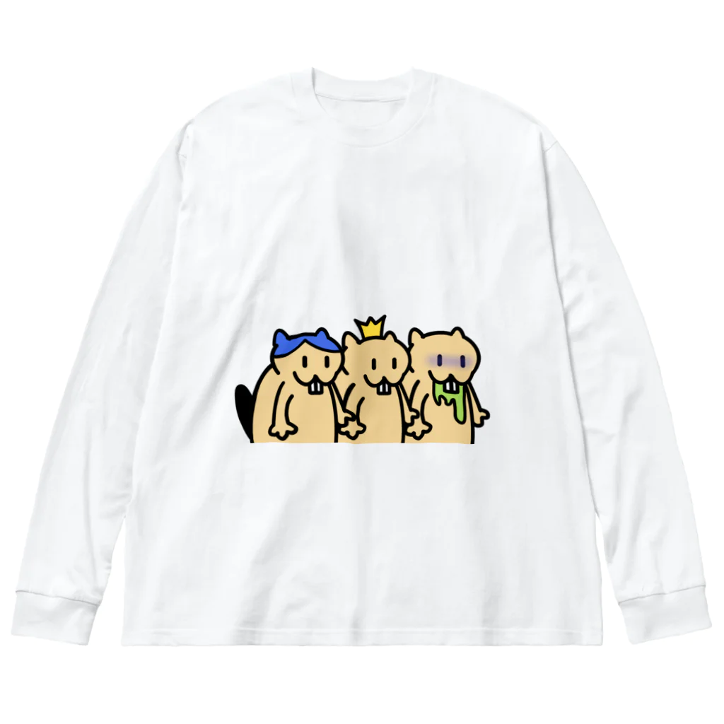 BeaverPartyの三匹のビーバー ビッグシルエットロングスリーブTシャツ