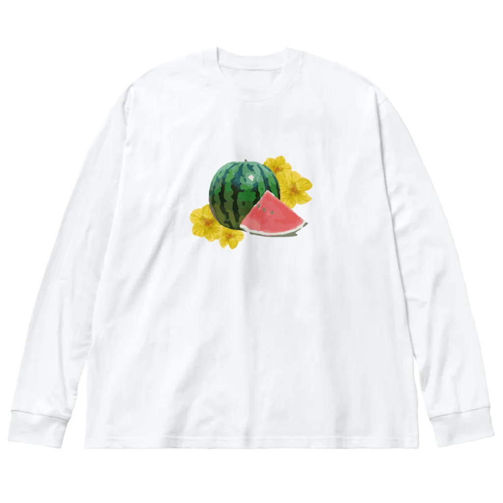 cheat omeletteのスイカの花 ビッグシルエットロングスリーブTシャツ