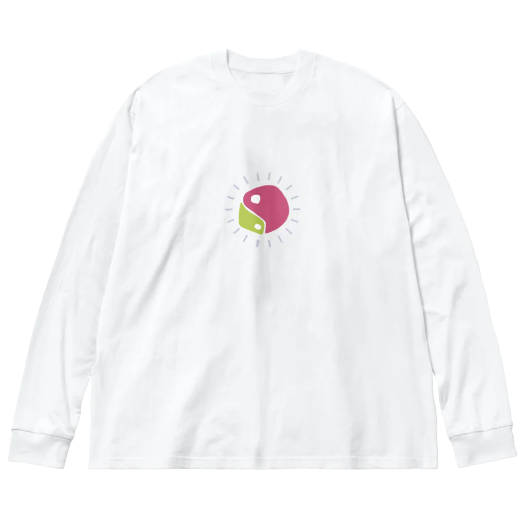 ジビエ屋のゆるマガタマ（黄緑×ピンク） Big Long Sleeve T-Shirt