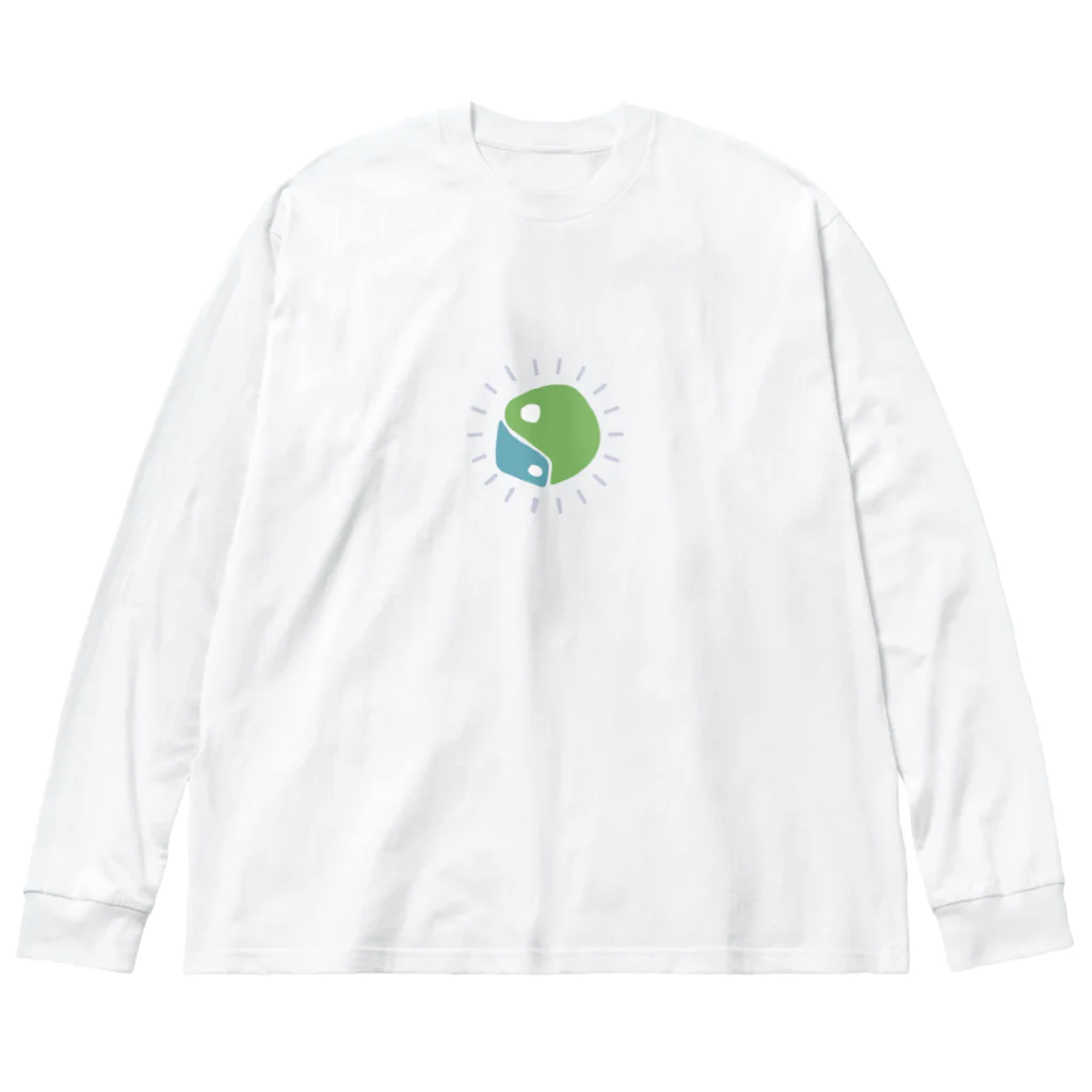 ジビエ屋のゆるマガタマ（水色×黄緑） ビッグシルエットロングスリーブTシャツ