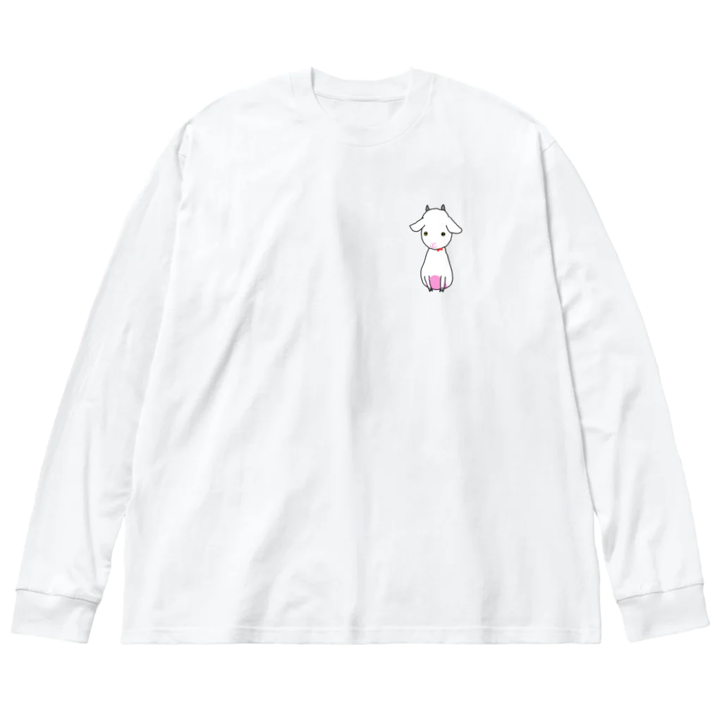 YAGIYAのヤギイラスト(白ヤギ) ビッグシルエットロングスリーブTシャツ