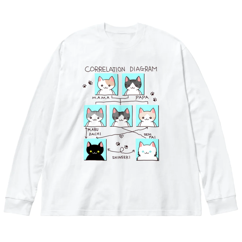 A33のねこさんの相関図 ビッグシルエットロングスリーブTシャツ