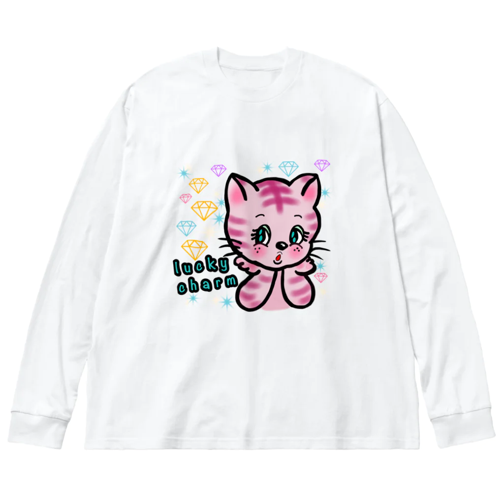 lucky charmのピンクベリーキャット♡ Big Long Sleeve T-Shirt