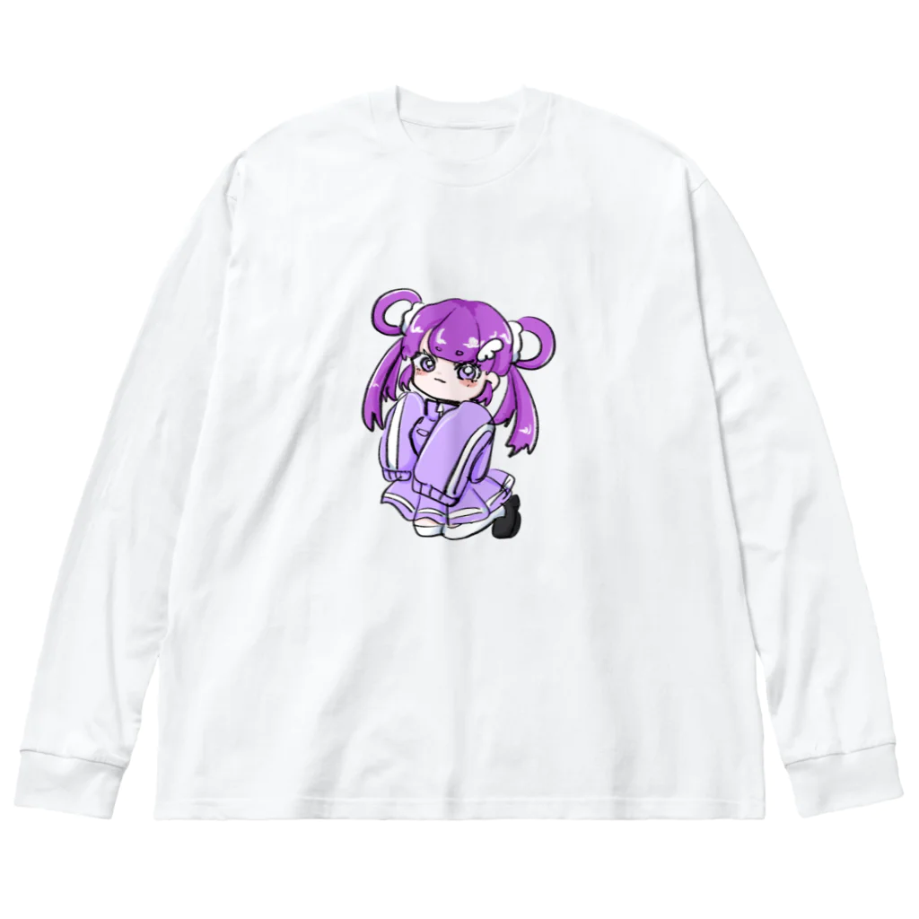 海蘭の紫ジャージちゃん(透過) ビッグシルエットロングスリーブTシャツ