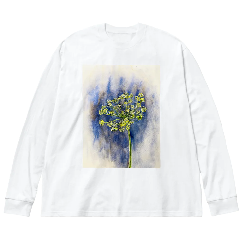 あおニャーマンの植物画着彩2 ビッグシルエットロングスリーブTシャツ