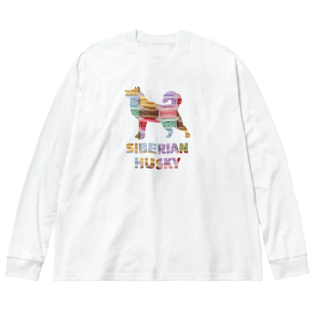 onehappinessのシベリアン ハスキー　マカロン ビッグシルエットロングスリーブTシャツ