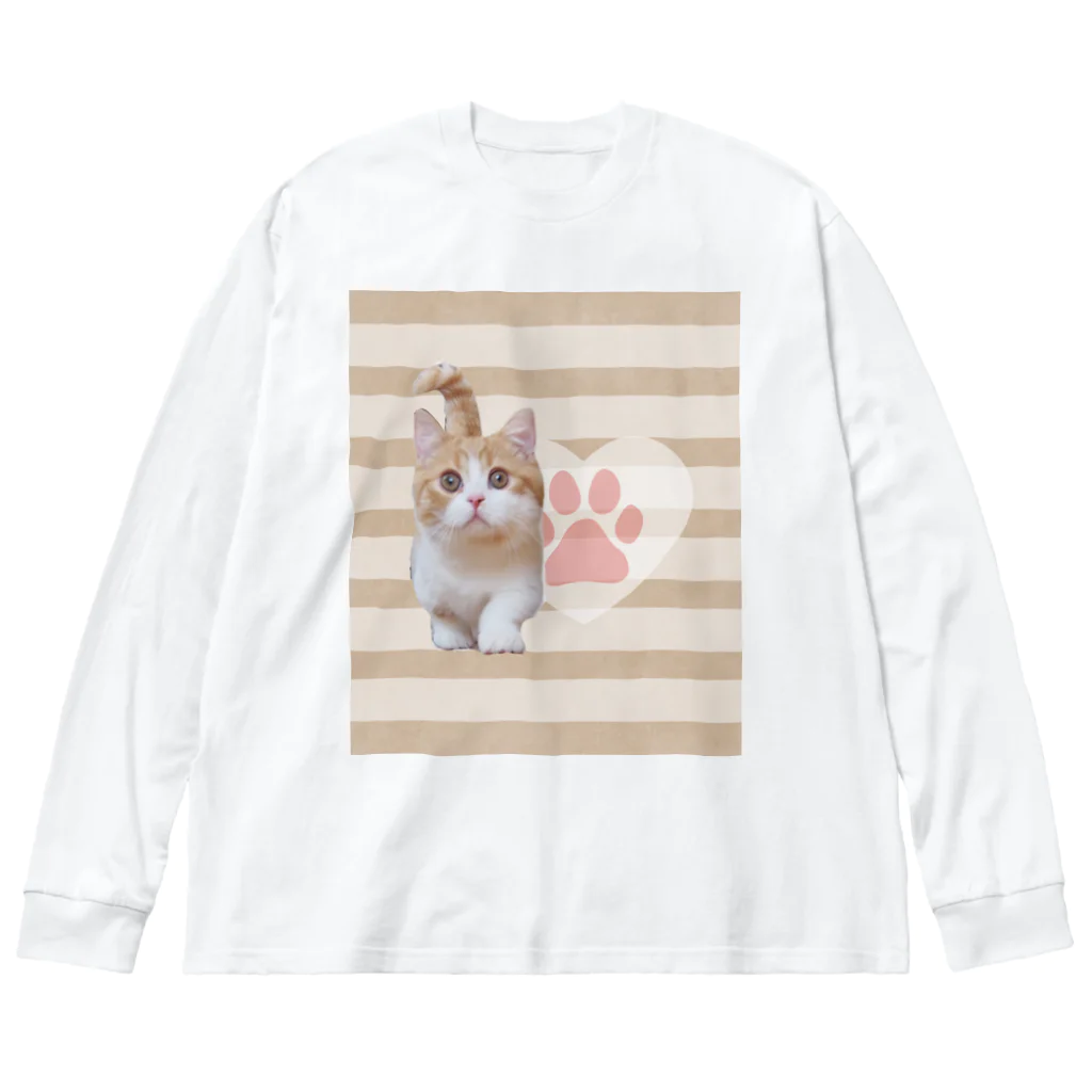 ねこねこ王国のほっこりにゃ猫トラちゃん２ ビッグシルエットロングスリーブTシャツ