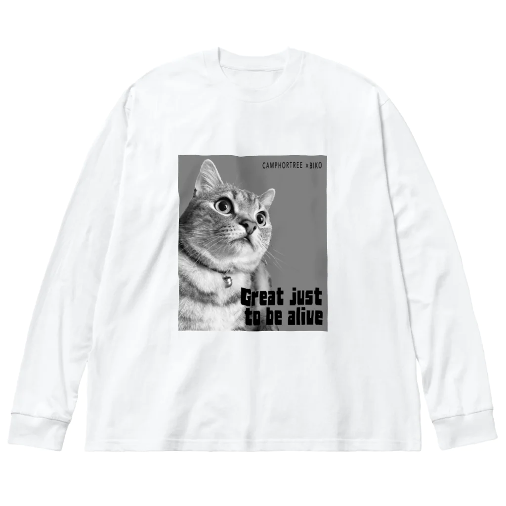 BIKOのBIKO　(Great just  to be alive) white ビッグシルエットロングスリーブTシャツ