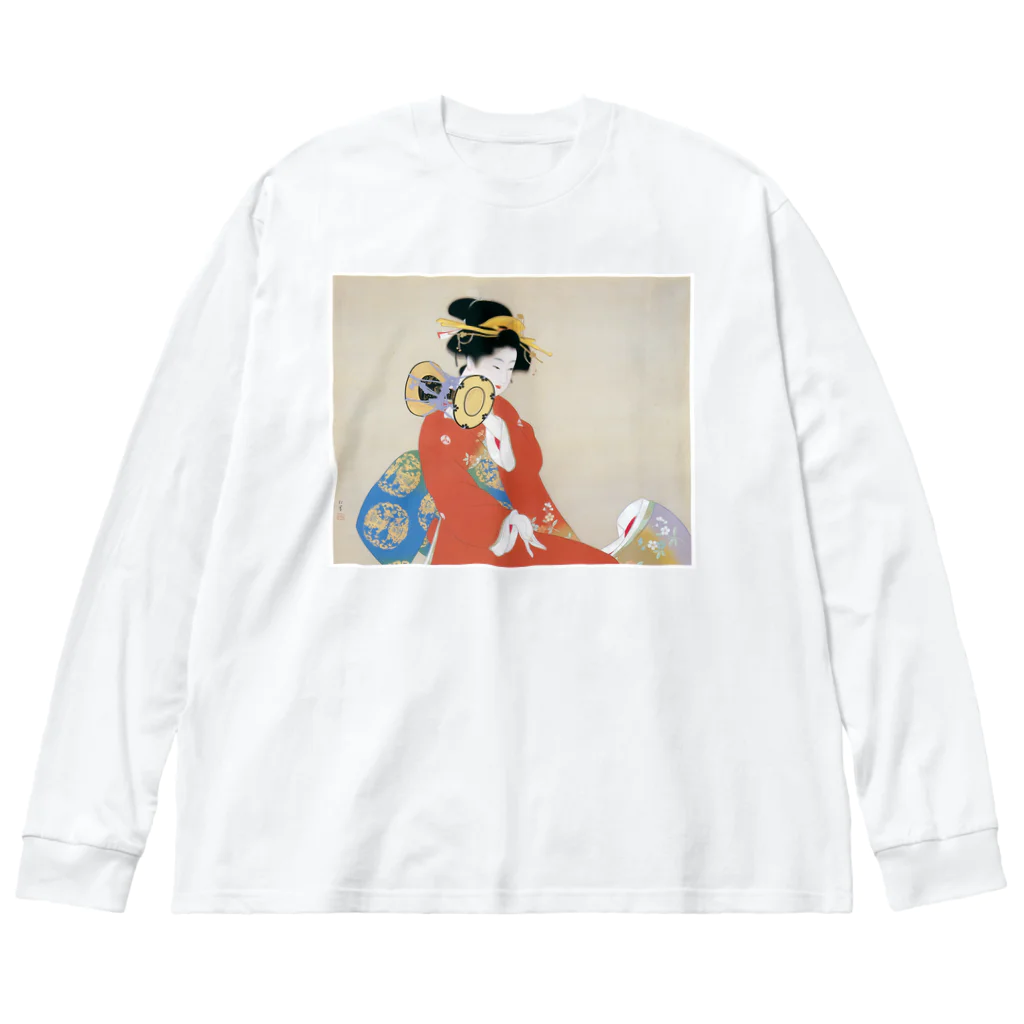 寿めでたや(ukiyoe)のUkiyoe  浮世絵　上村松園・鼓の音 ビッグシルエットロングスリーブTシャツ