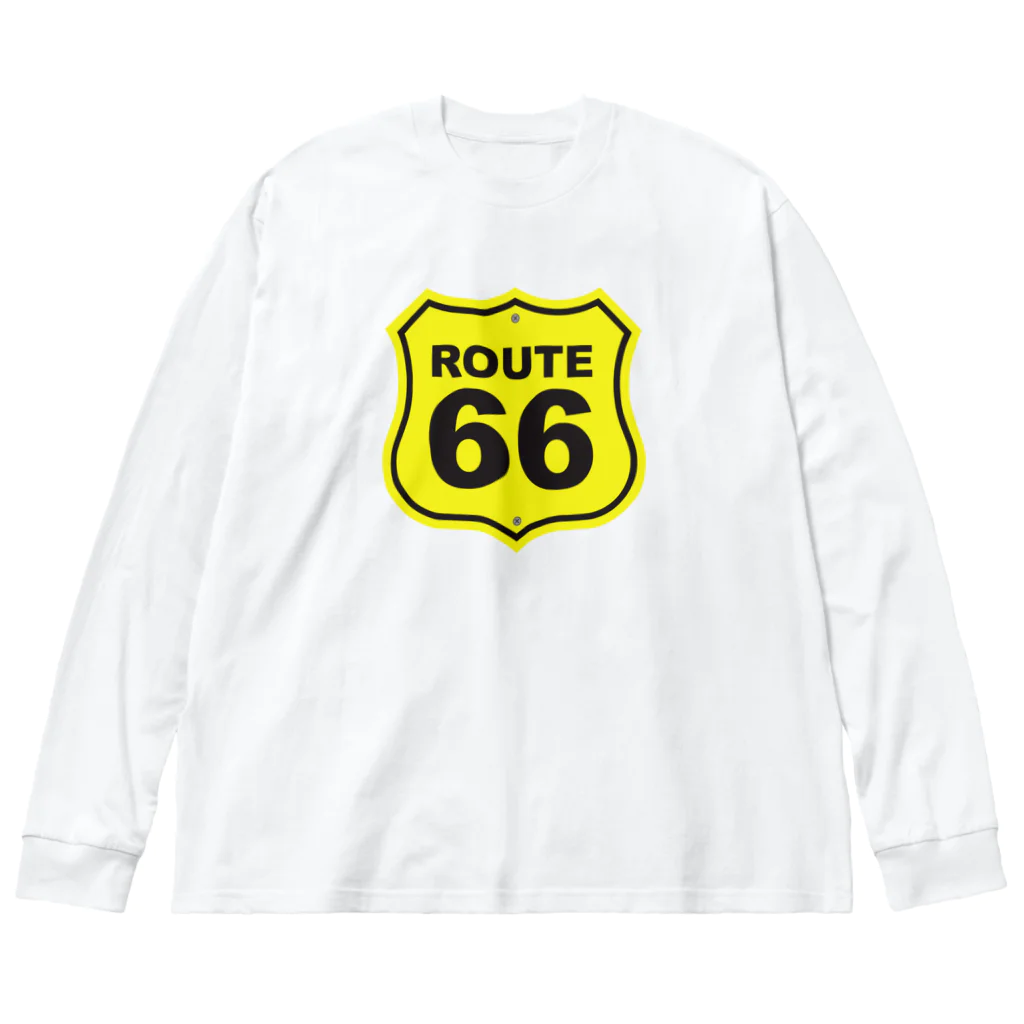 アロハスタイルハワイのU.S. Route 66  ルート66　イエロー ビッグシルエットロングスリーブTシャツ