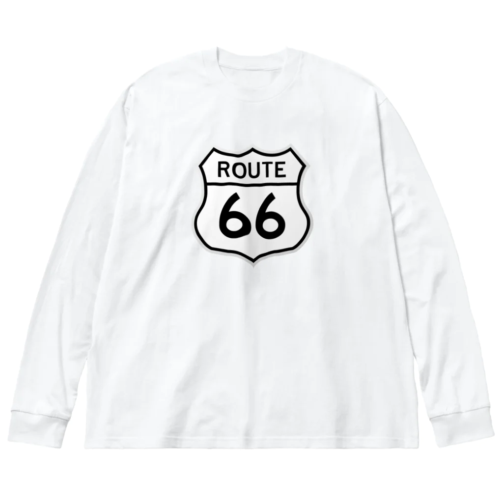 アロハスタイルハワイのU.S. Route 66  ルート66　ブラック ビッグシルエットロングスリーブTシャツ