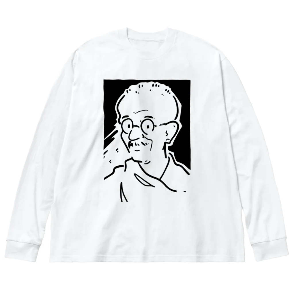 山形屋米店のマハトマ・ガンディー(Mahatma Gandhi) ビッグシルエットロングスリーブTシャツ