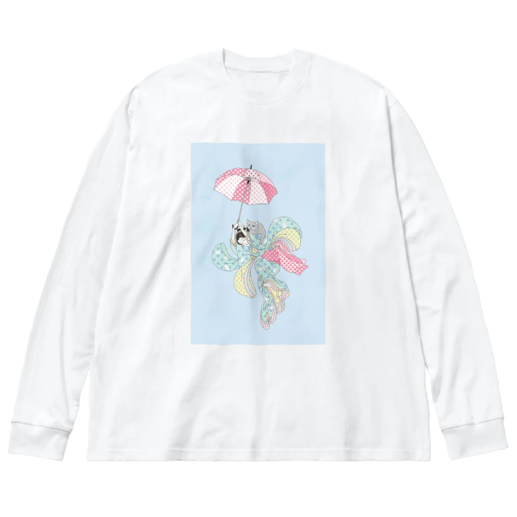 keeeeeep smilingの傘じゃ飛べんでしょ... #ねこのきもち Big Long Sleeve T-Shirt