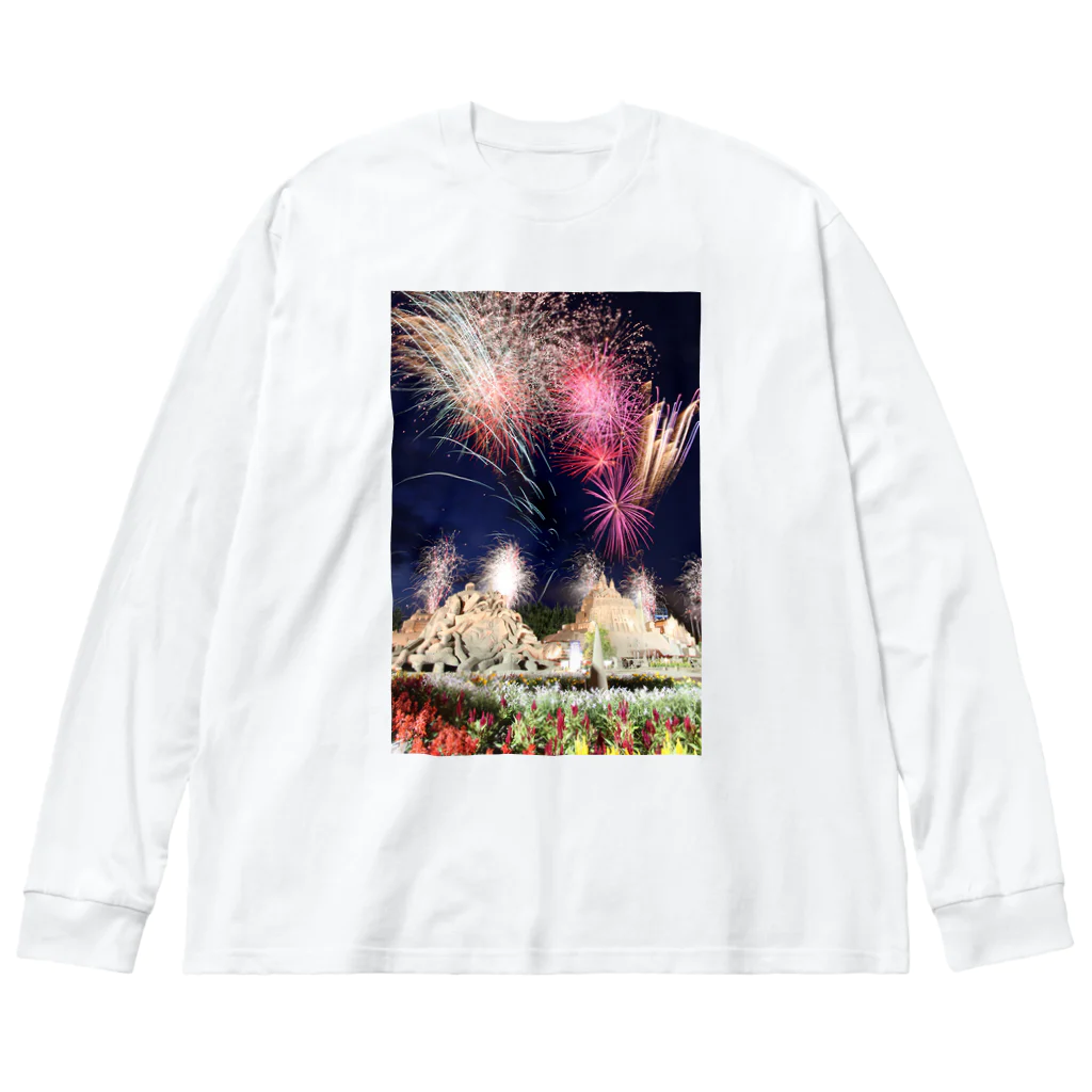 小佐々塾の砂と花火の競演 ビッグシルエットロングスリーブTシャツ