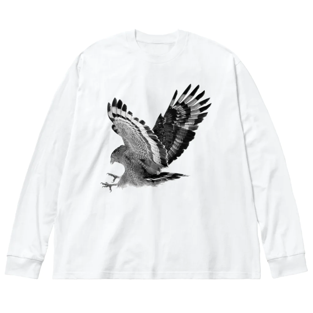 WILDBIRD GOODS SHOPのカンムリワシ・モノクロ ビッグシルエットロングスリーブTシャツ