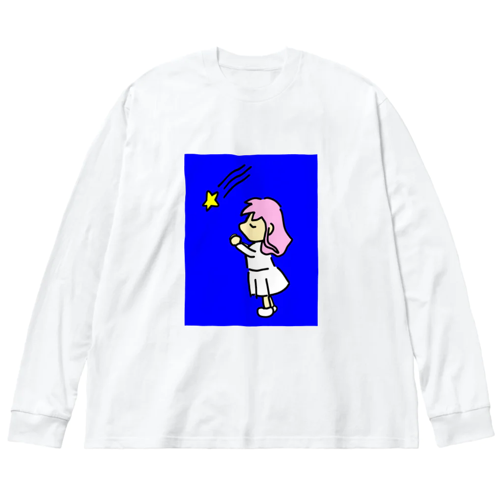 greetenの夜空　星に願いを ビッグシルエットロングスリーブTシャツ