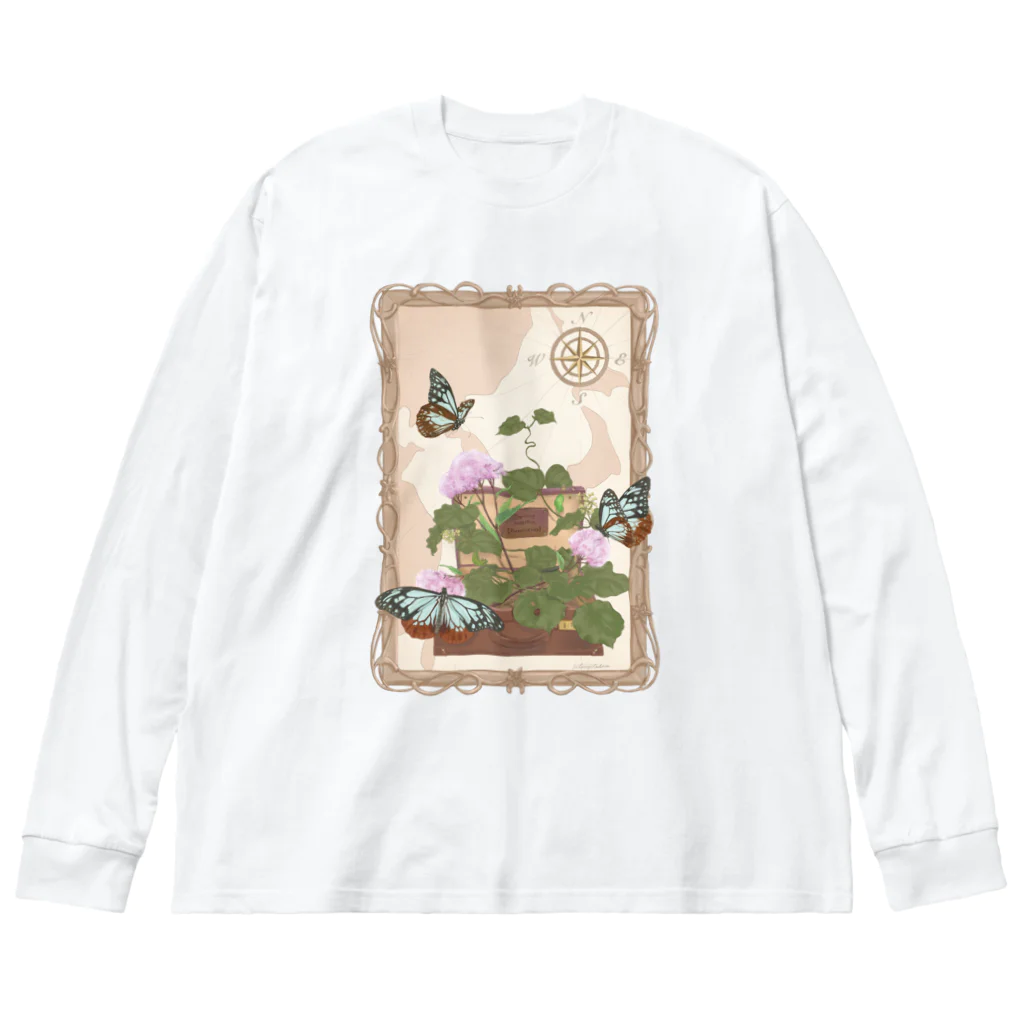 kitaooji shop SUZURI店のTraveling butterfly Big Long Sleeve T-Shirt