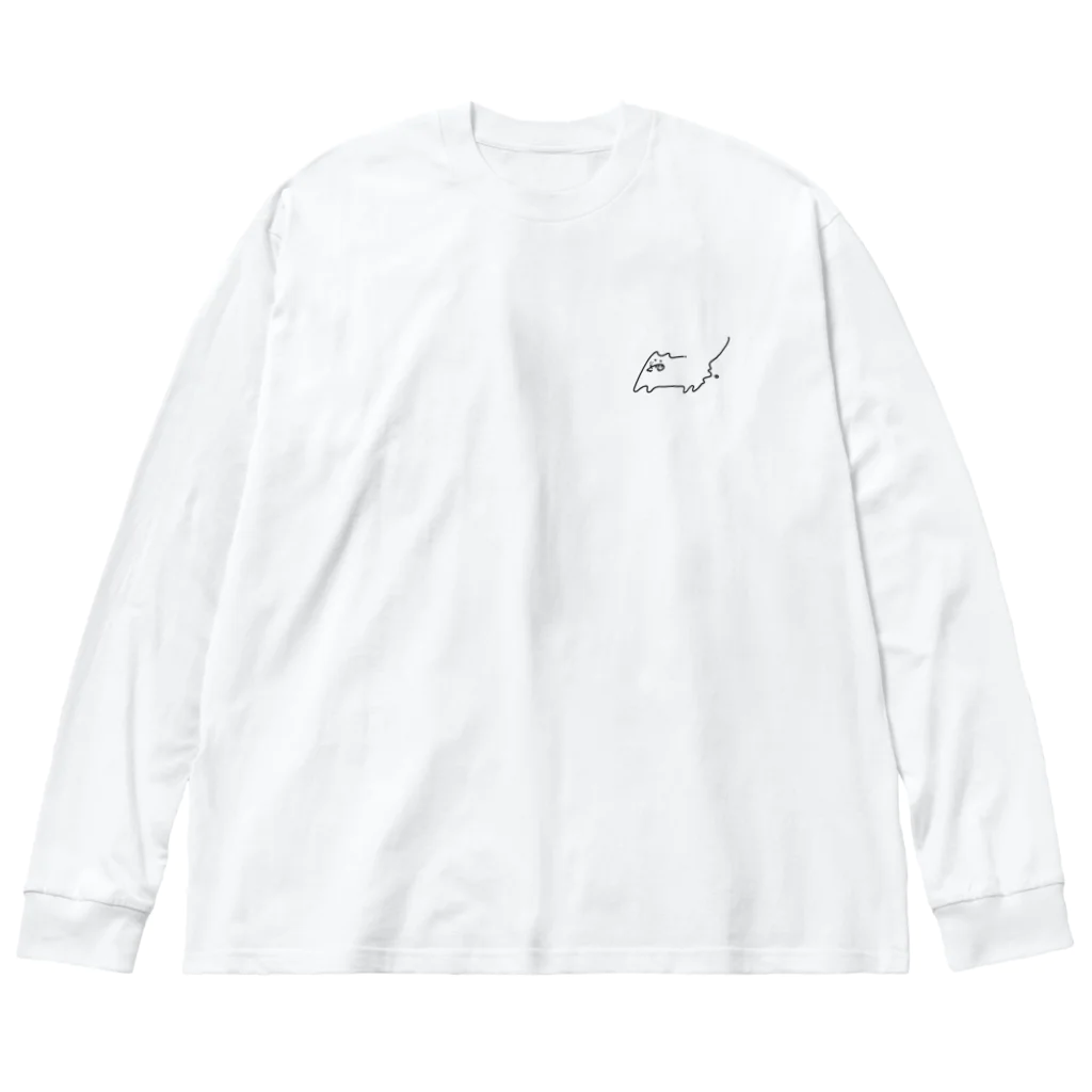 caMeLLiaのエビをくわえて逃亡するが強風に煽られ足が進まない猫Tシャツ Big Long Sleeve T-Shirt