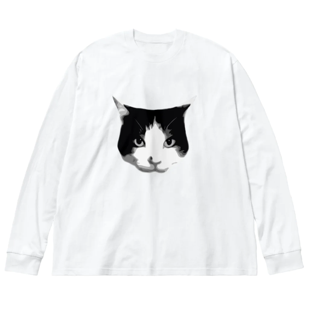 ハチワレちゃんのハチワレ猫　モノクロ02 Big Long Sleeve T-Shirt