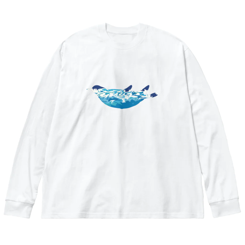 ヒロシオーバーダイブのペンギン、夏の海を泳ぐ。 Big Long Sleeve T-Shirt