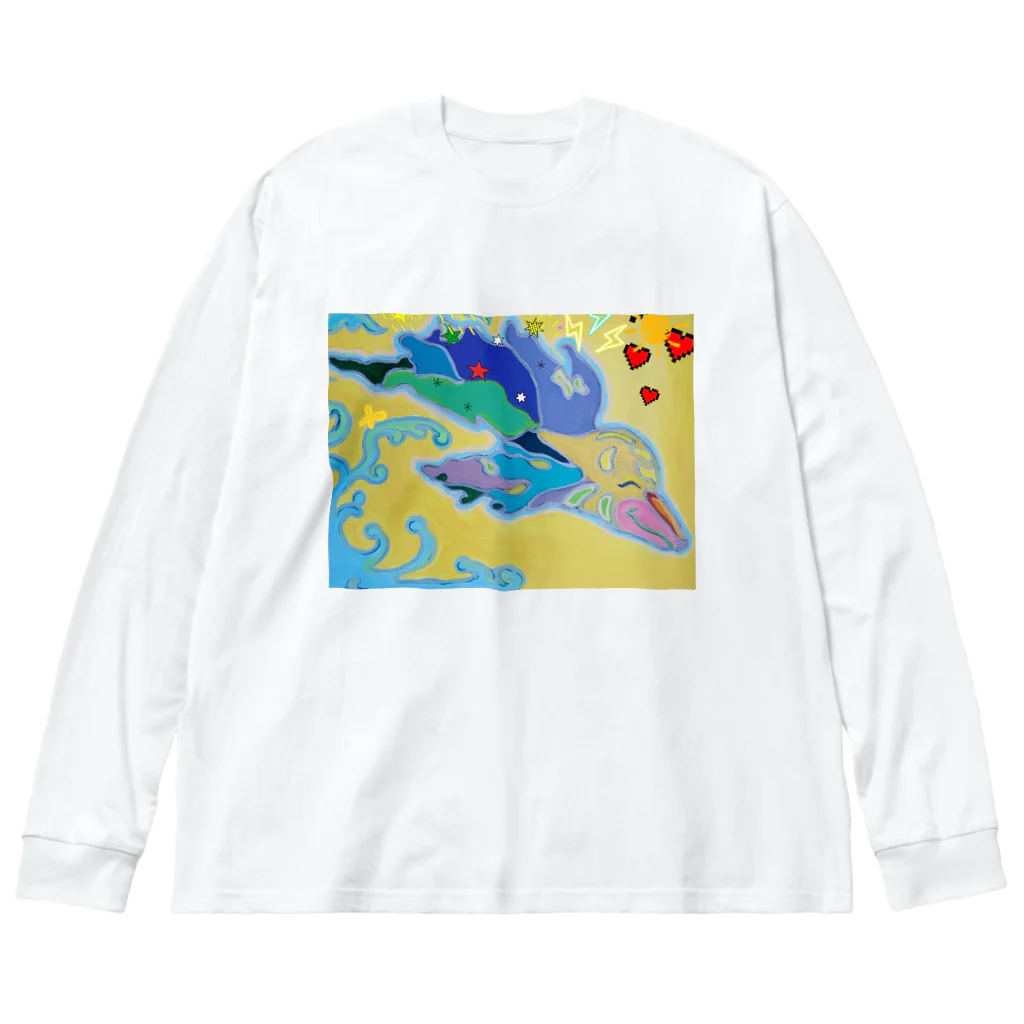 アート工房　甘月蝕(kanngesshoku)『TAaKA』のストアのMary's  tweets『ワーイ、海水浴って最高!!』 Big Long Sleeve T-Shirt