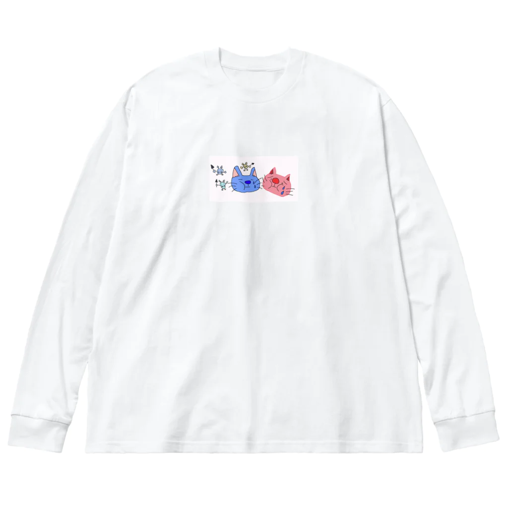 ほっこりの虫歯ニャン2 ビッグシルエットロングスリーブTシャツ