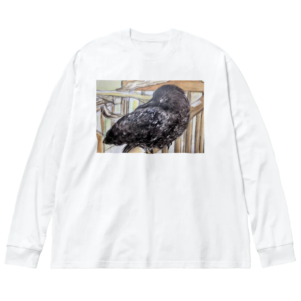 パート主婦しずかのオリジナルイラストグッズのカラスのハッピー Big Long Sleeve T-Shirt