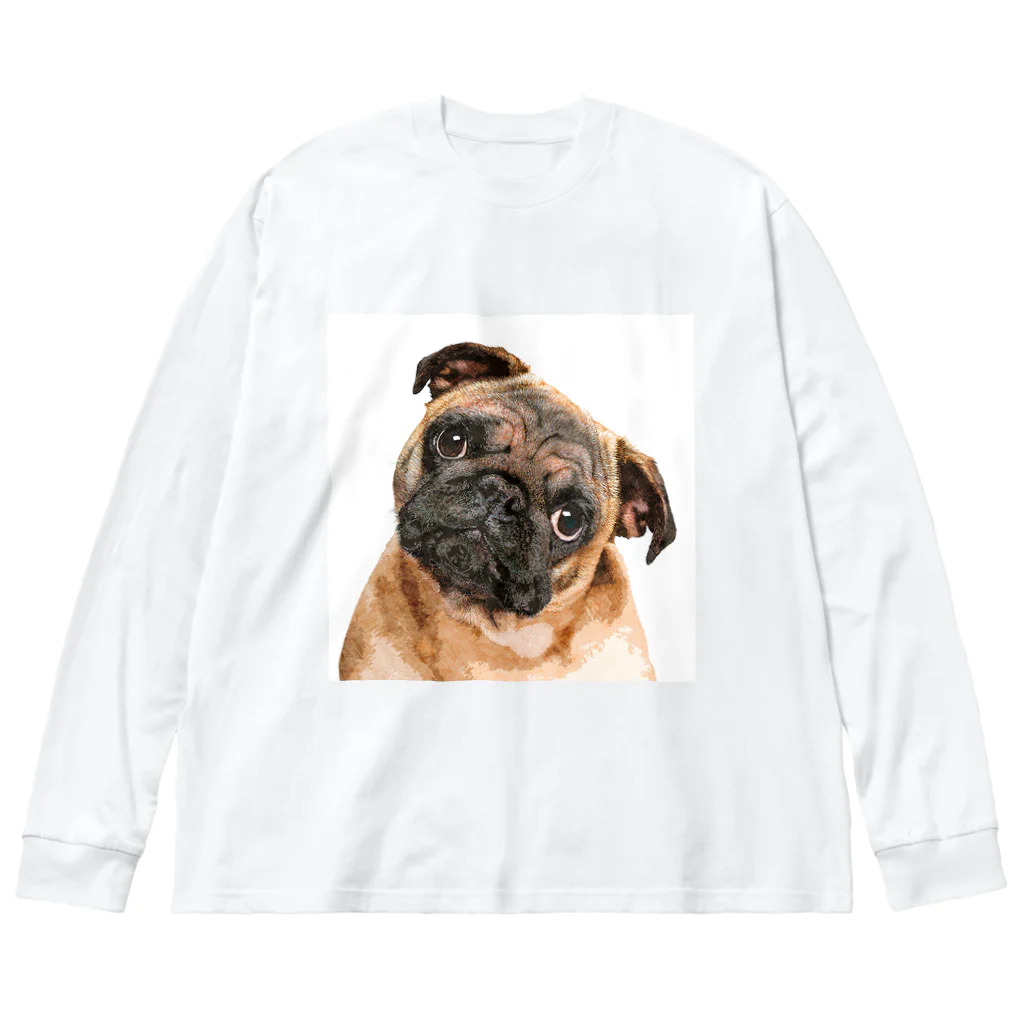 【CPPAS】Custom Pet Portrait Art Studioのパグドッグ Big Long Sleeve T-Shirt
