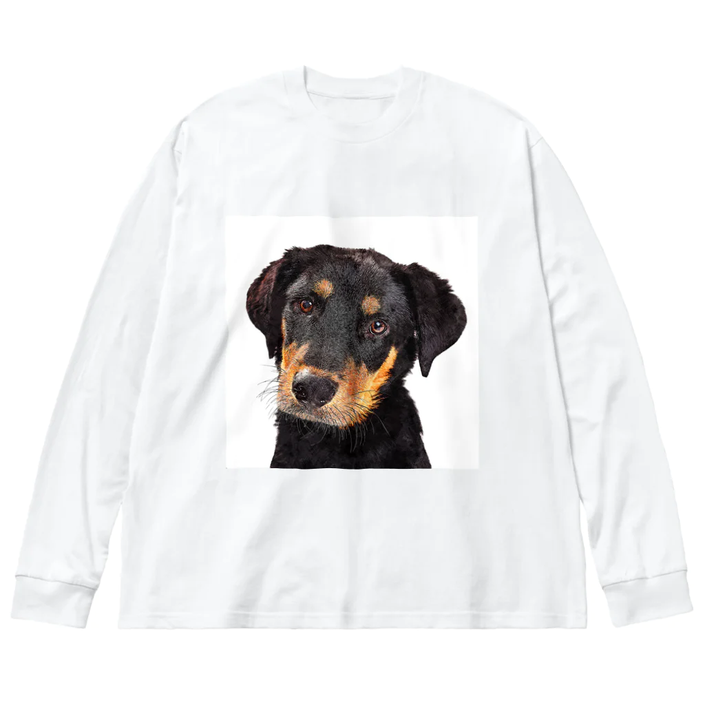 【CPPAS】Custom Pet Portrait Art Studioのかわいい子犬のロットワイラー Big Long Sleeve T-Shirt