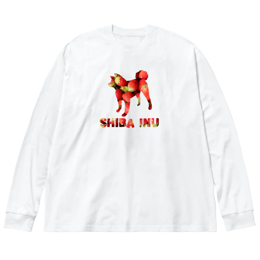 onehappinessのいちご　柴犬 ビッグシルエットロングスリーブTシャツ