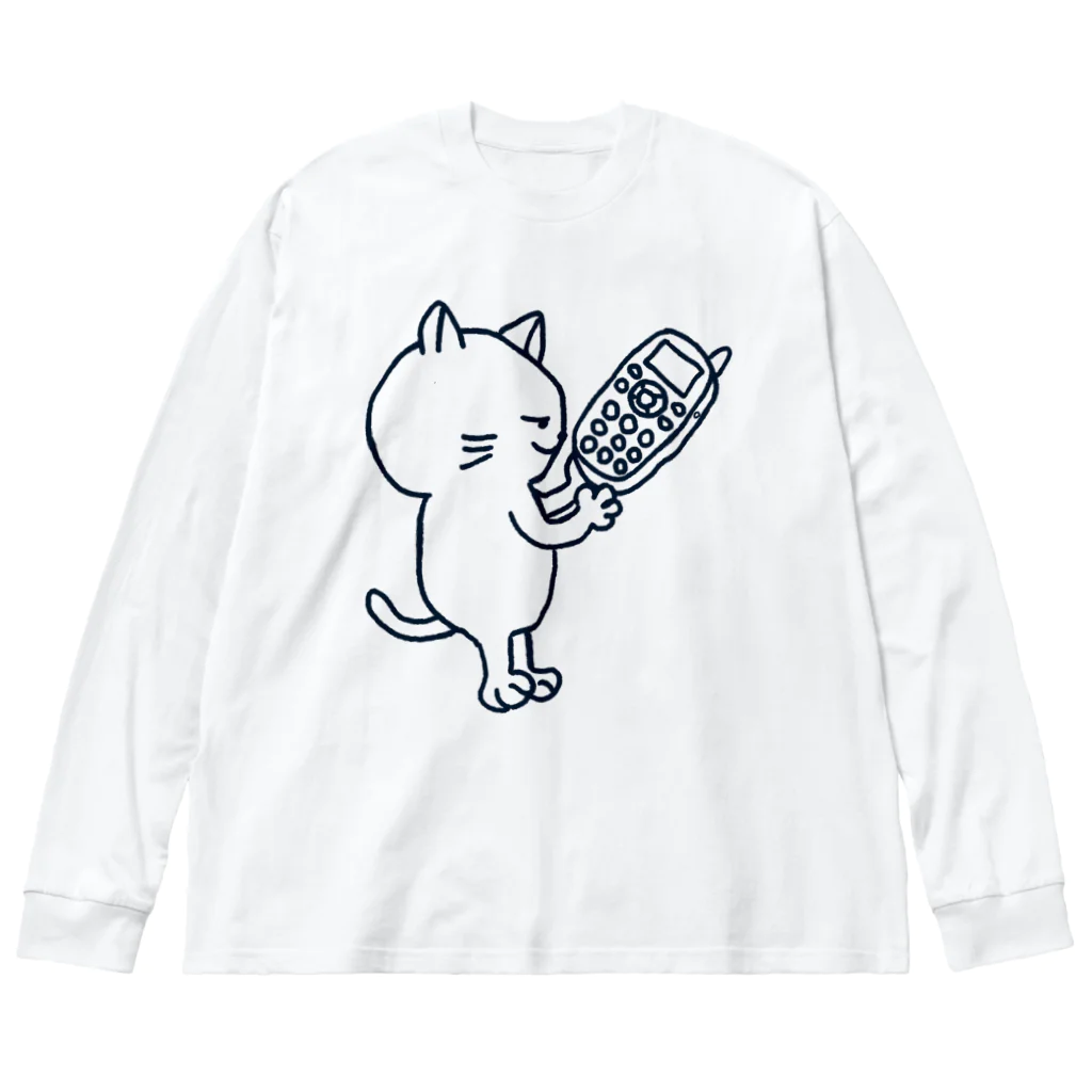 風野ひつじのガラケー猫 ビッグシルエットロングスリーブTシャツ