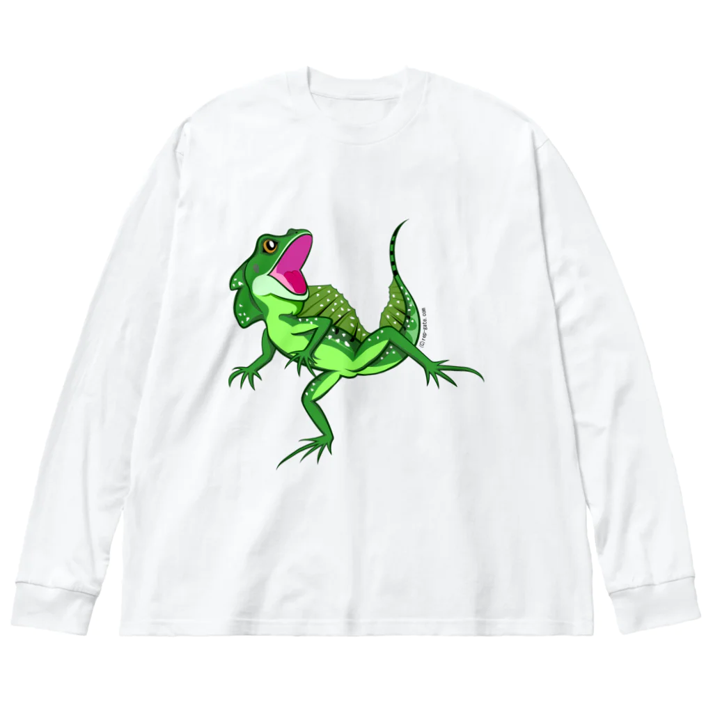 もむのふの爬虫類グッズやさんの水辺の忍者グリーンバシリスク Big Long Sleeve T-Shirt
