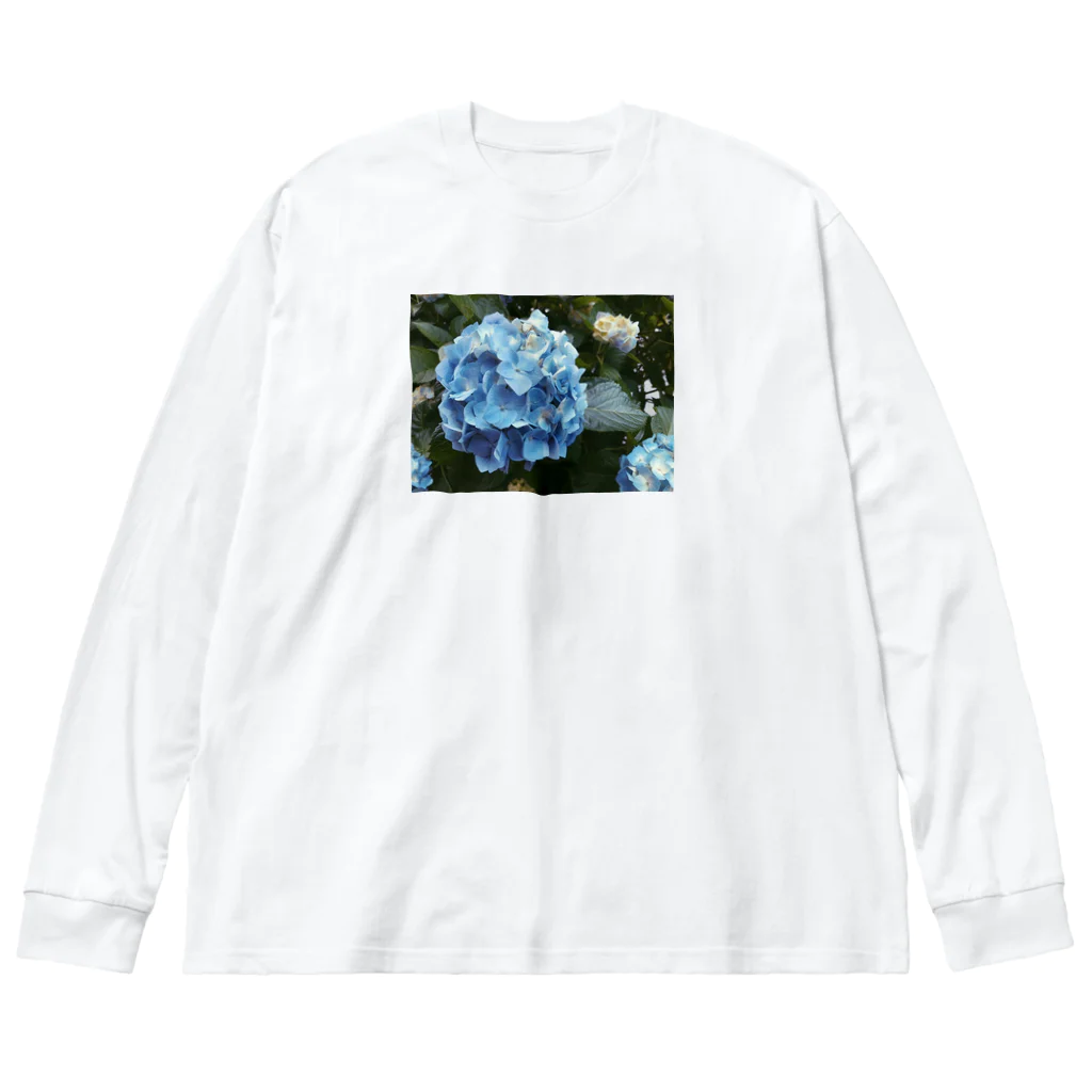 鯨田の紫陽花(あお) ビッグシルエットロングスリーブTシャツ