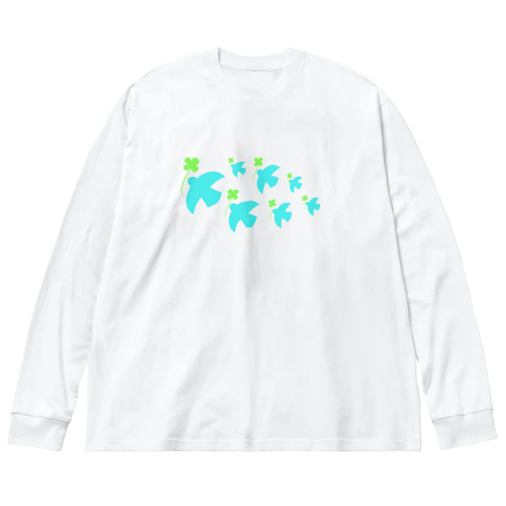 AROMA☆LOVELYのクローバーを運ぶ鳥 Big Long Sleeve T-Shirt