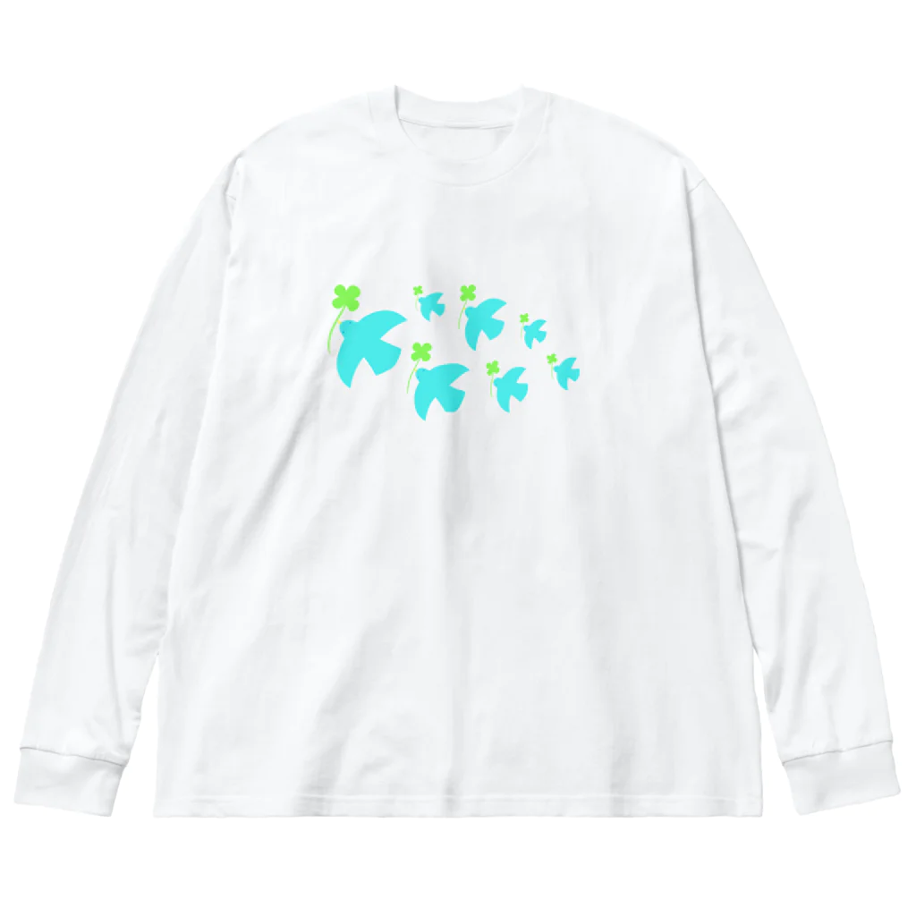 AROMA☆LOVELYのクローバーを運ぶ鳥 ビッグシルエットロングスリーブTシャツ