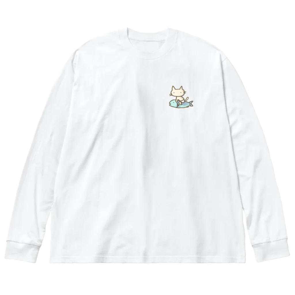 さくらもち市長のSUZURI商店の【ワンポイント】パンツねこ移動中 Big Long Sleeve T-Shirt