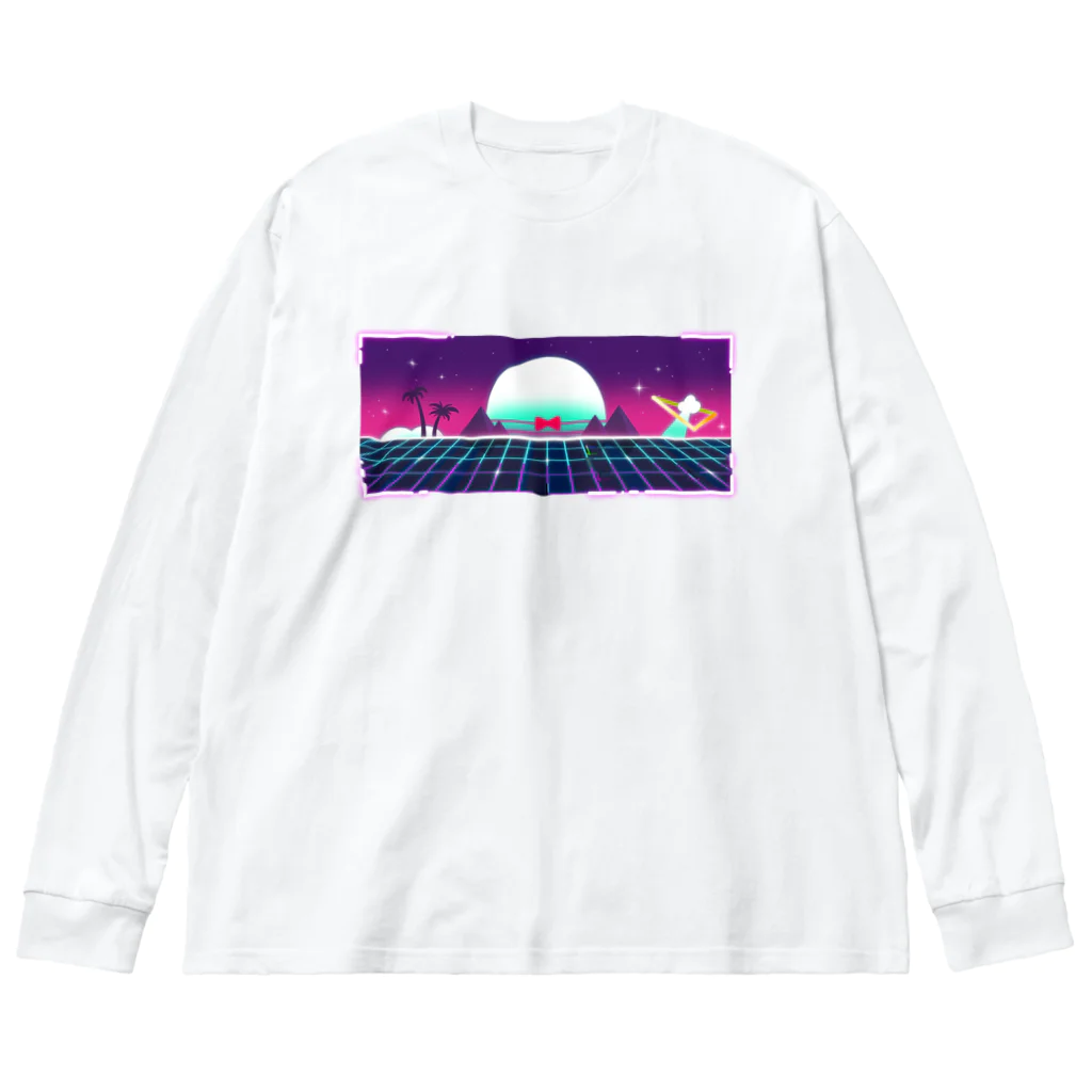 いちぼ君のお店のICHIBO-SynthWave Big Long Sleeve T-Shirt