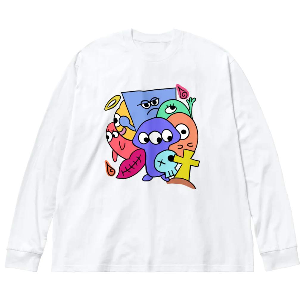 おはる屋さんのカラフルなおばけ達 Big Long Sleeve T-Shirt