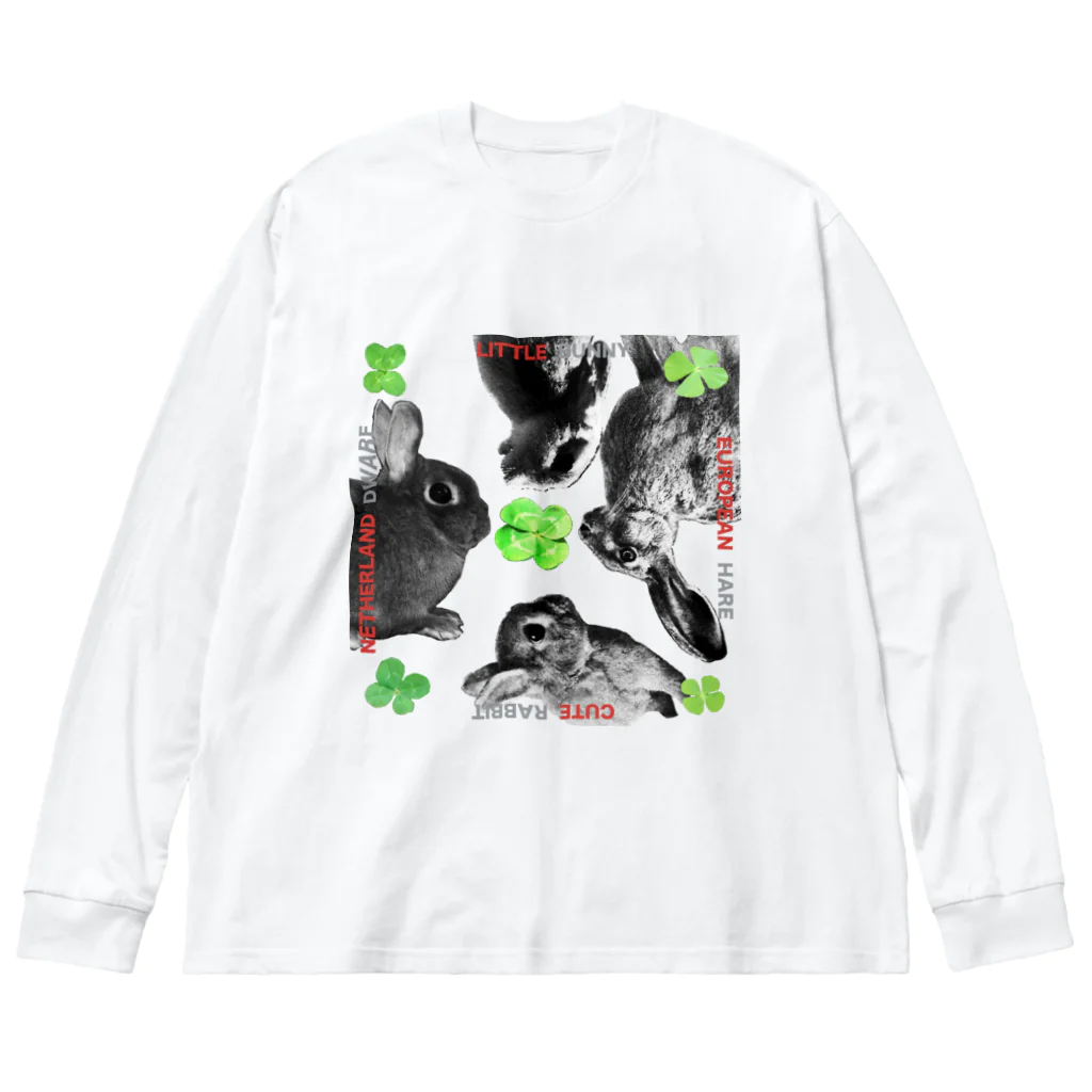 AngelRabbitsのDWARF BUNNY HARE RABBIT Big Long Sleeve T-Shirt