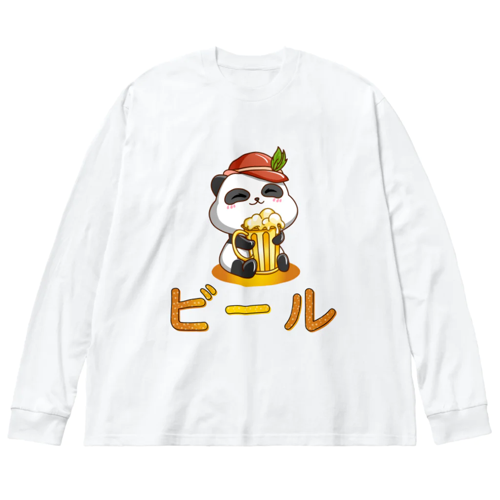 kawaiitopsの Cute Panda Drinking Beer Octoberfest ビッグシルエットロングスリーブTシャツ