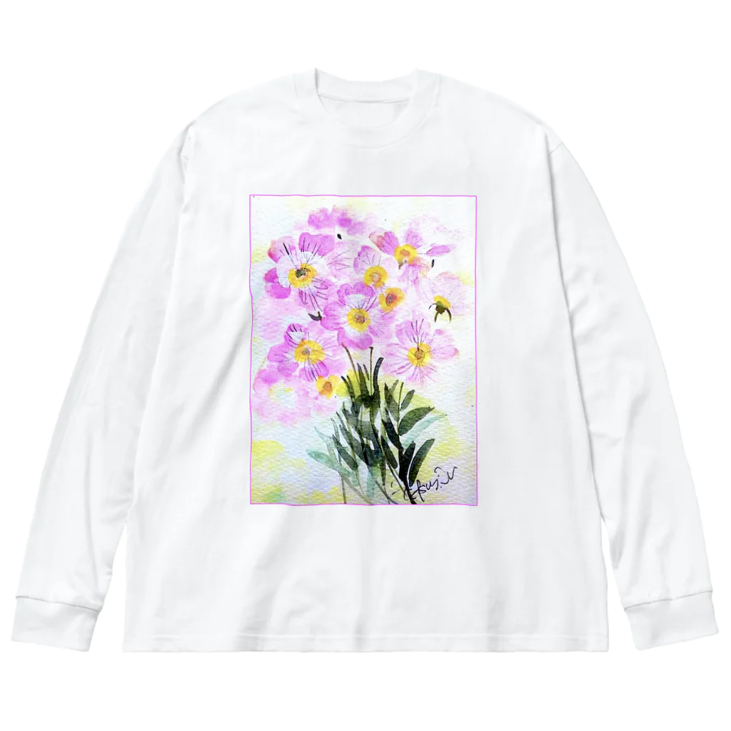 SUZURI.KEY-CHANの昼咲き月見草BF0902 ビッグシルエットロングスリーブTシャツ