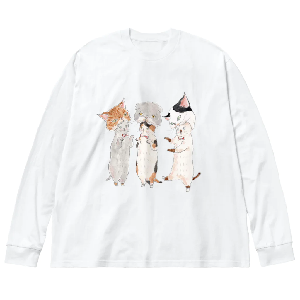 トコロコムギのねこがぶりにゃんこ Big Long Sleeve T-Shirt