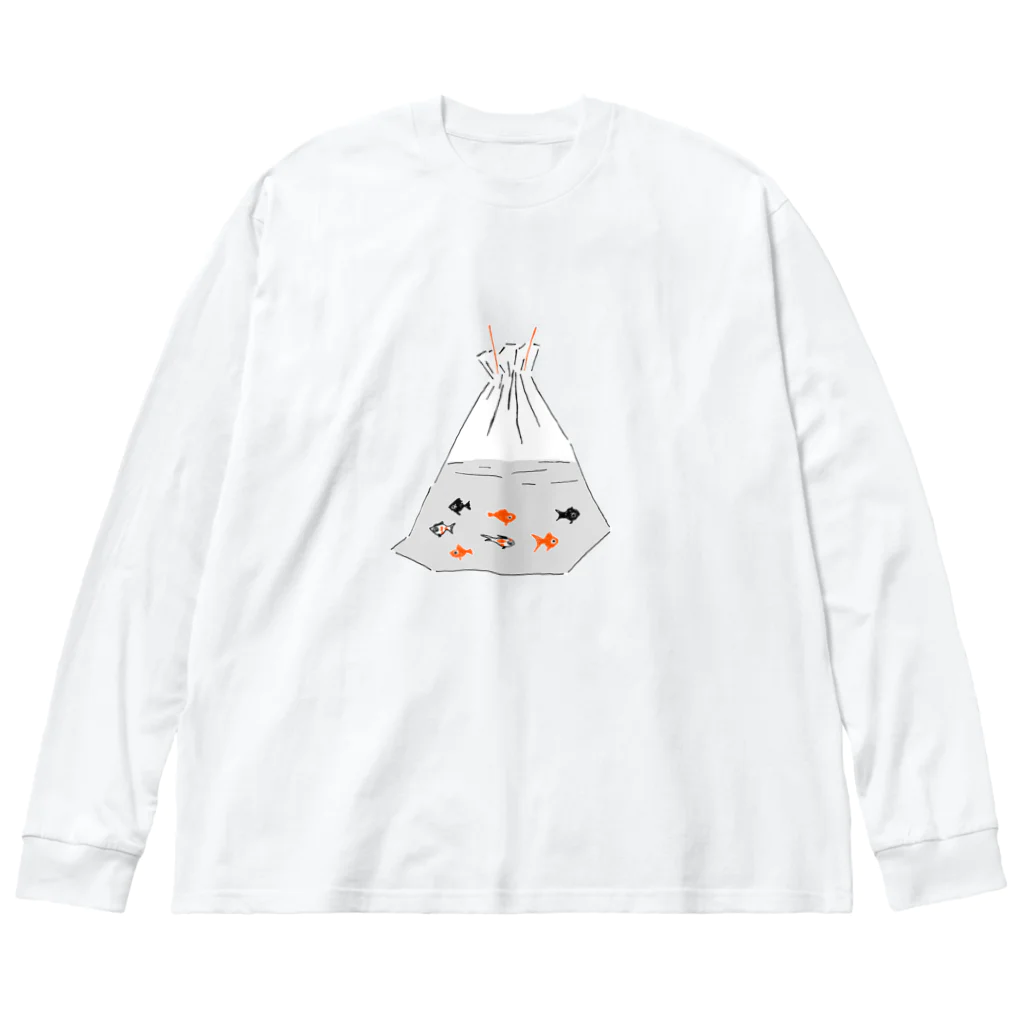 NIKORASU GOの祭りデザイン「金魚すくい」 Big Long Sleeve T-Shirt